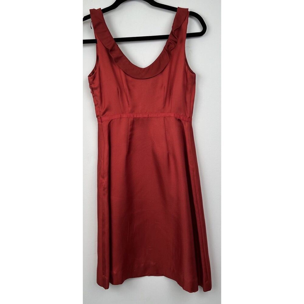 ANTHRPOLOGIE MOULINETTE SOEURS SILK GARNET RED SHEATH DRESS SZ 0 Y2K Babydoll - Picture 4 of 11